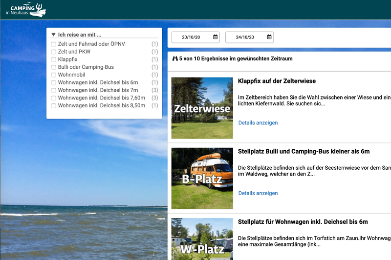 Vorschau Onlinebuchung Camping in Neuhaus